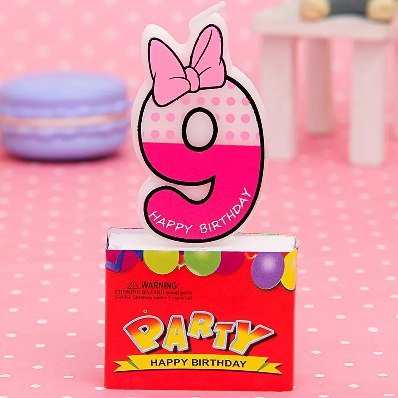 Pink9 Ярко-розовый синий Микки и Минни Маус свечи для детей подарок на день рождения украшения, товары для вечеринки на возраст от 0 до 9 номер свечи для торта кекс фигурки жениха и невесты; флаги - Цвет: Pink9
