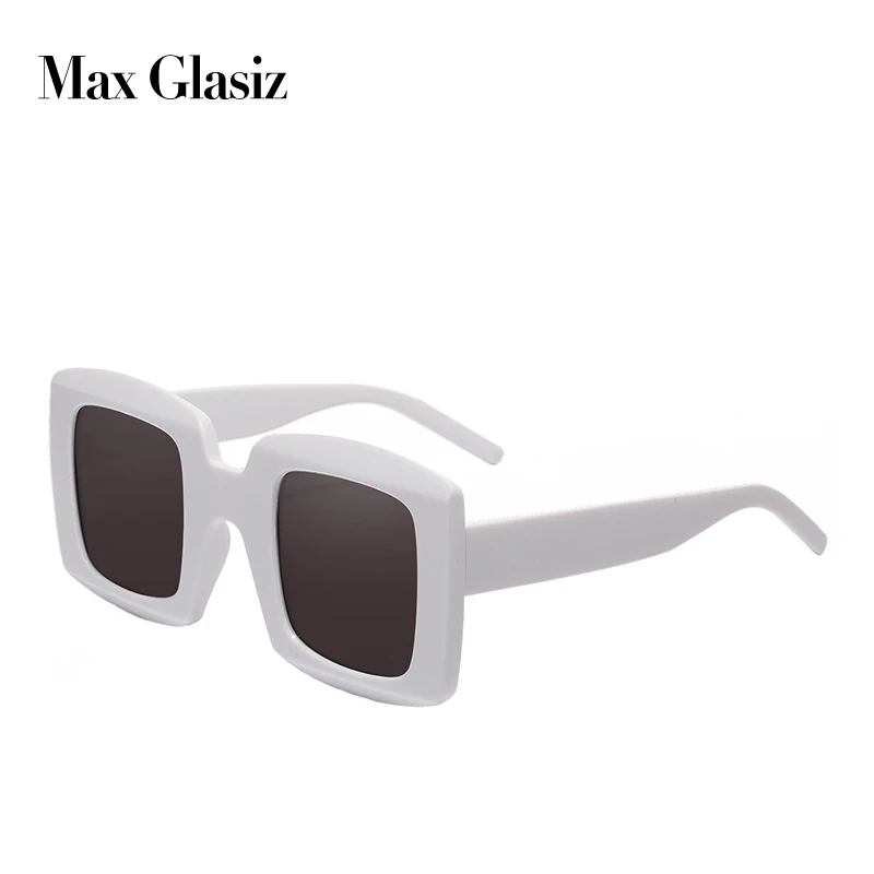 Max Glasiz, новинка, винтажные, негабаритных размеров, квадратная оправа, линзы, солнцезащитные очки для женщин, прямоугольная, Ретро стиль, негабаритных размеров, женские солнцезащитные очки, мужские, UV400, gafas - Цвет линз: white w gray