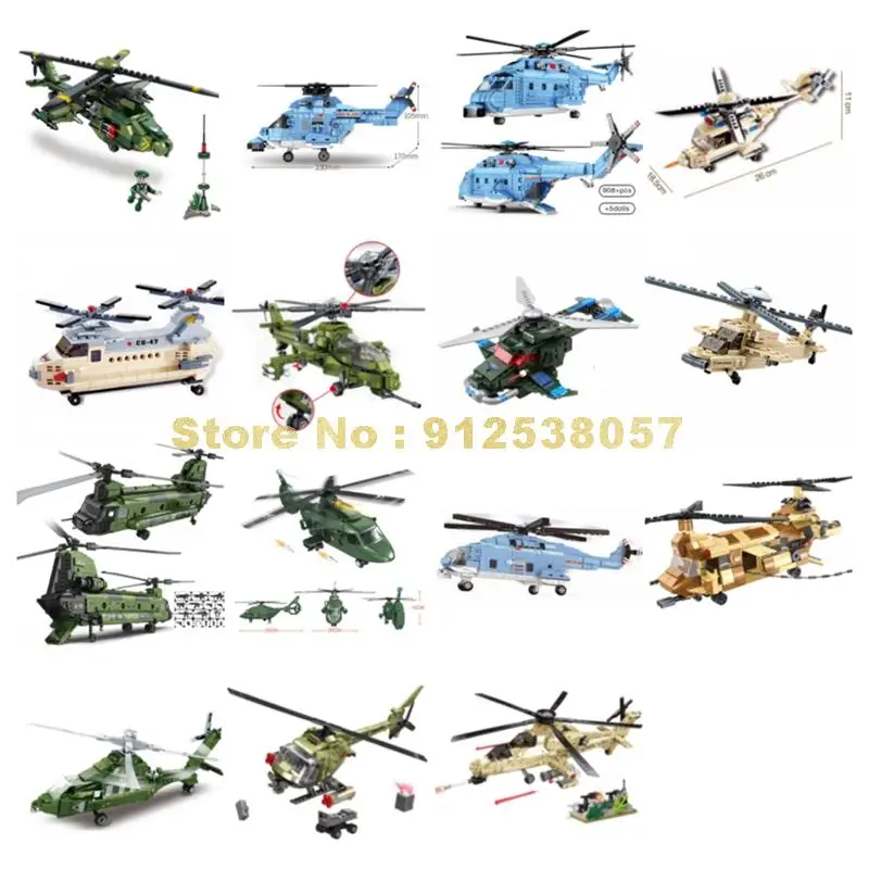 Военный вертолет строительные блоки армированный транспорт Chinook игрушечный
