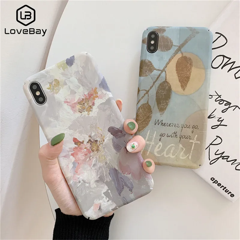 Lovebay Ретро листья английские буквы чехол для телефона iPhone 7 8 Plus XS Max XR все включено