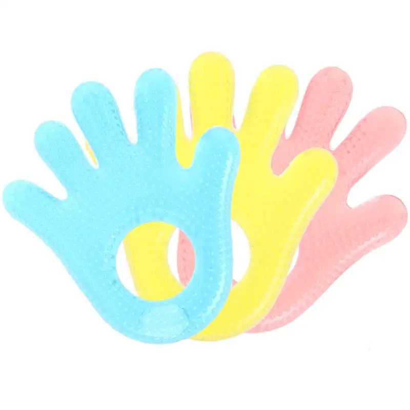 

Water Filled Baby Teether Food Safe 3 Colors Palm Shape Teether