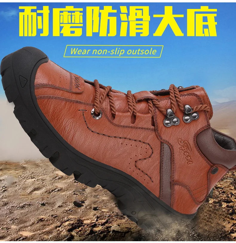 Genuine Leather Shoes Men Russian style Men Snow Boots Plus Size Top Quality Leather Ankle Boots Lace-up Warm Winter Shoes