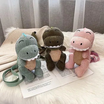 

2020 New Fashion Dinosaur Doll Plush Bag Female Bag Student Shoulder/Crossbody Bag Cute Cartoon Phone Bag Wholesale