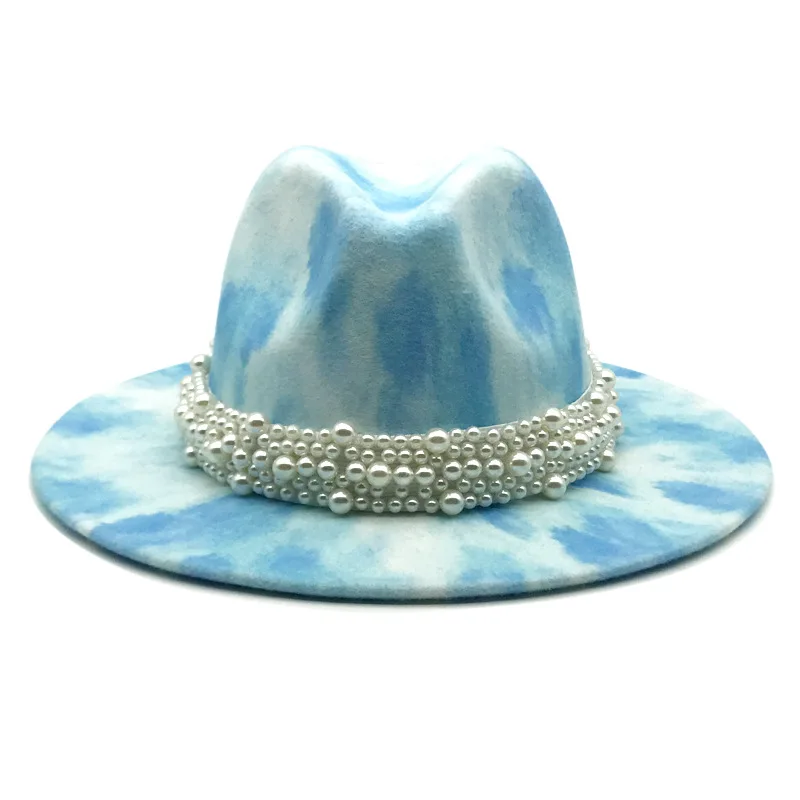 Topi Wanita Fedora Tie Dye Lebar 