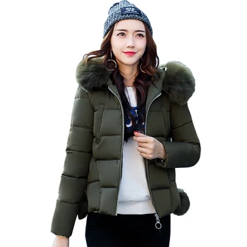 

Nicesnowl Solid Fur Hooded new Thicken Zipper Long Down Coats Women Casual Long Sleeve new Warm Cotton Coats Female women jacket
