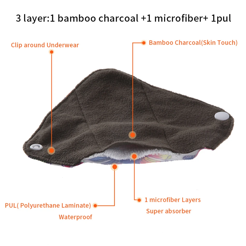 10pcs Health Feminine Hygiene bamboo Panty Liner Reusable Waterproof Bamboo Material Menstrual Cloth Sanitary Pads Sanitary Pads
