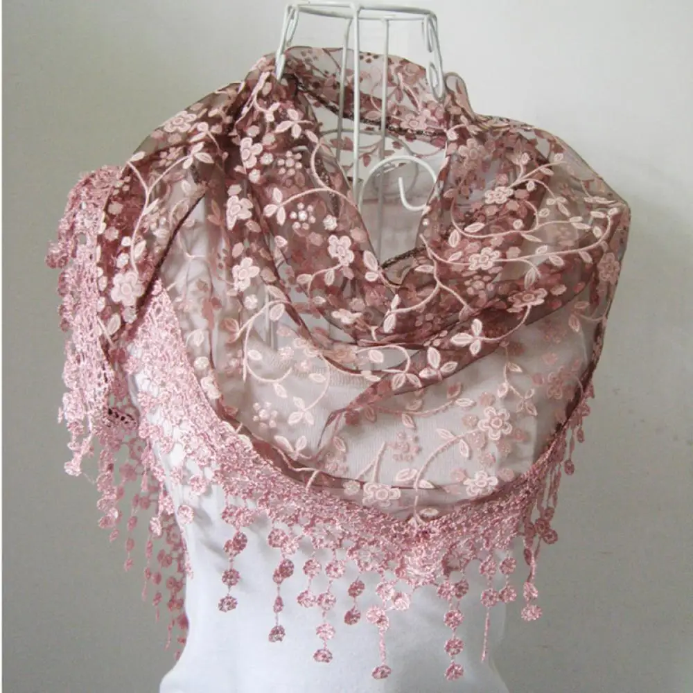 Colored Rose Embroidery Lace Triangle Pendant Soft Scarf Female Autumn Shawls Fashion and Elegant Perfect Gift|wrap shawl|shawl scarfshawl wrap - AliExpress