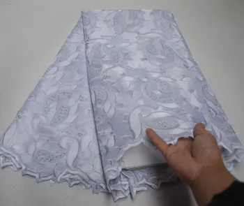 

Latest popular High Quality Luxury swiss voice Lace with stones Fabric 2020 African lace Fabric For Wedding Dresses In white