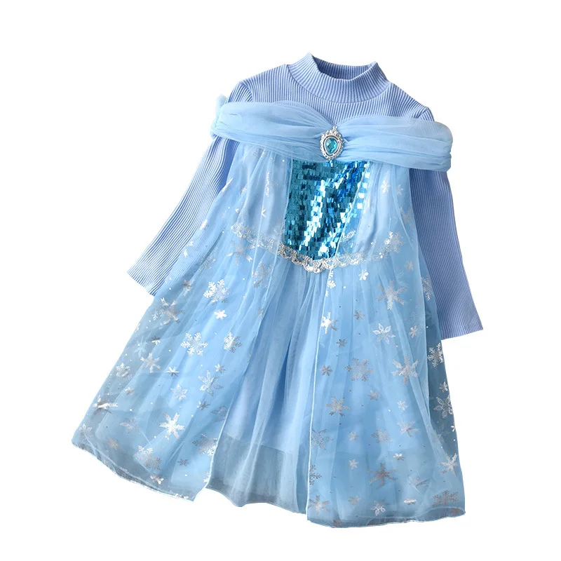 

2021 New Long-sleeved Autumn Princess Dress Girls Dress Western Style Children Spring and Autumn Dress