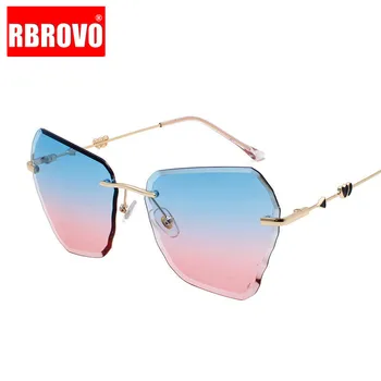 

RBROVO 2019 Classic Rimless Sunglasses Men/Women Brand Designer Driving Vintage Eyewear UV400 Lunette De Soleil Femme