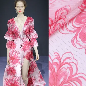 

Pink gold thread georgette along the fiber silk fabric for summer dress scarf tissu tissus tela african bazin riche getzner DIY