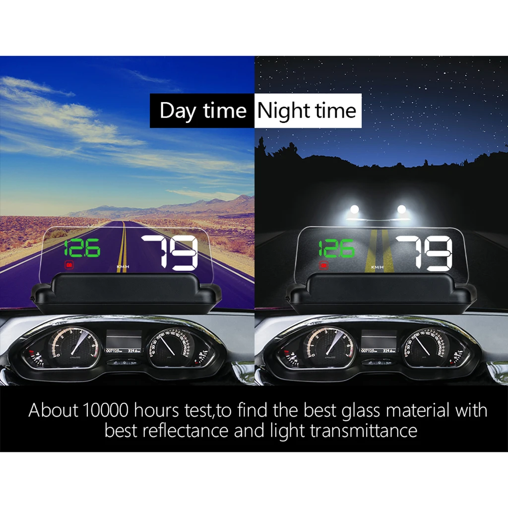 Car Head Up Display Multi-Color Speedometer Windshield Projector -40-80℃