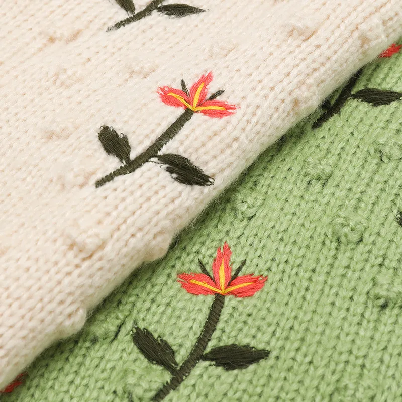 Najtaniej SAM S TREE Green moherowe kwiatowe hafty dzianinowe swetry damskie swetry 2019 zimowy biały koreański styl puchowy luźny top damski