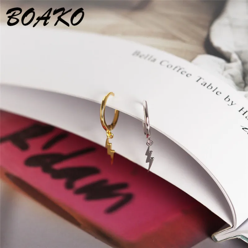 BOAKO модные серьги из стерлингового серебра 925 пробы для женщин подвеска с молнией очаровательные маленькие серьги-гвоздики серьги с пряжкой
