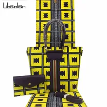 Анкара восковая сумка голландский восковой кошелек сумка африканская высокое качество хлопок принты восковая ткань с сумкой Набор для Леди Мода F11-3