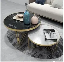 

Nordic simple luxury marble coffee table combination creative modern small-sized apartment reception round small coffee table