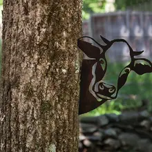 Aliexpress - 2021 Hot Art Hanging Metal Peeping Cow Ornaments Outdoor Garden Adornment Home Decor