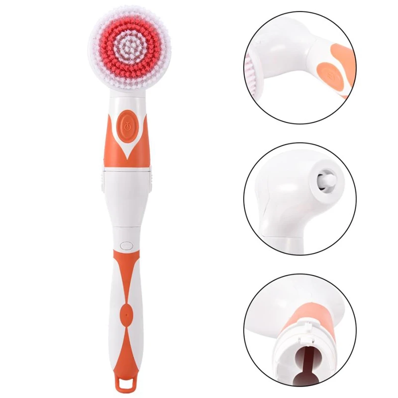 EASY-4 In 1 Electric Bath Brush Long Handle Waterproof Cleansing Brush Massage Electric Shower Brush Long Handle Waterproof Bath