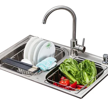 

Cool bowl rack stainless steel washhole drain rack sink water basket brush bowl pool scale