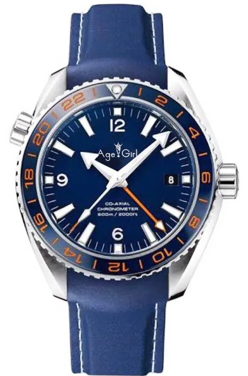 Роскошные брендовые Новые Мужские автоматические механические независимые GMT водонепроницаемые Серебристые синие резиновые красные оранжевые часы из нержавеющей стали 007