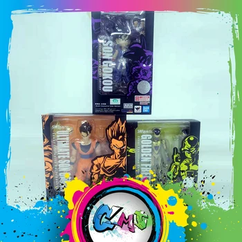 

CMT In Stock Bandai Dragon Ball Z DBZ SHF Son Goku Boys Golden Freezai Son Gohan Event Exclusive Color Edition Anime PVC Toys