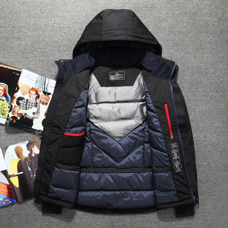 Камуфляжный пуховик для мужчин, высокое качество, толстая зимняя Новинка, шапка, отсоединенная теплая парка, водонепроницаемая, ветрозащитная,-30 градусов, 3075