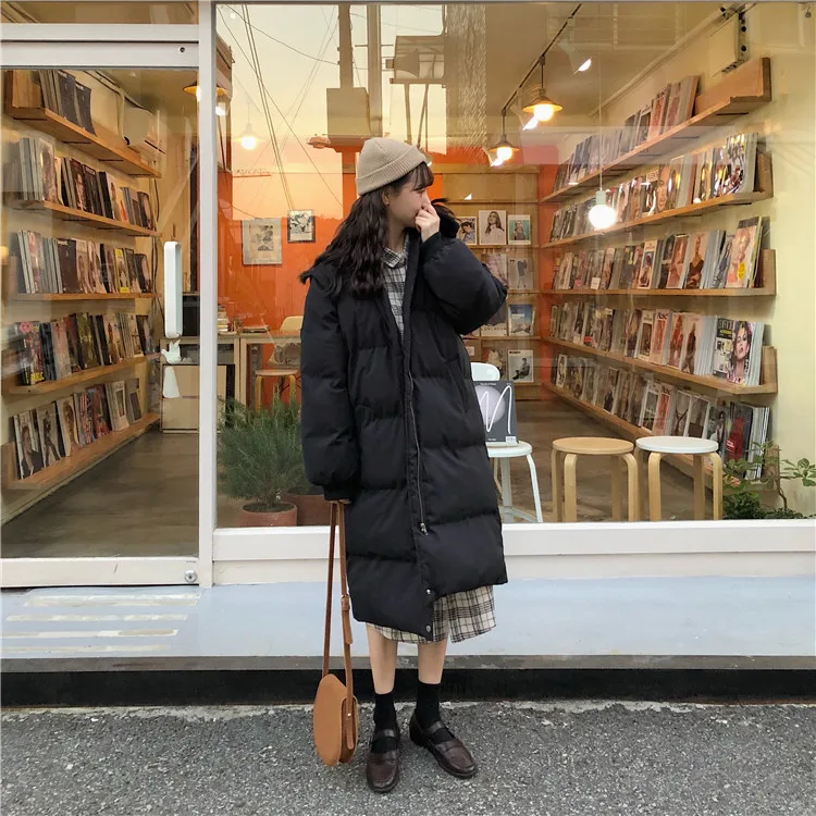 EAD loose Korean version of the thick warm cotton clothing women's long section autumn and winter coat Korean version of lo
