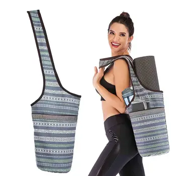 

Large Canvas Yoga Mat Bag Women Casual Fashion Sports Shoulder Bag With Zipper Pocket Fit Most Size Yoga Mat Tote Sling Carrier