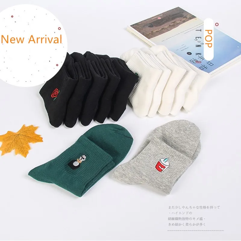 1 шт., новые женские хлопковые короткие носки комфортные Дышащие носки в Корейском стиле для девочек с изображением розы, Killer Cola Новое поступление модных носков