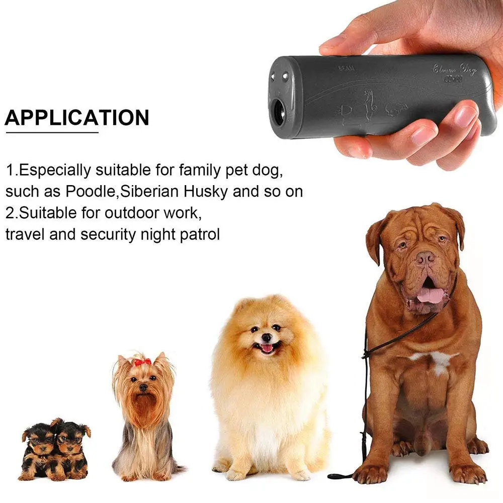 3 in 1 Dog Anti Barking Device Ultrasonic Dog Repeller Stop Bark Control Training Supplies With LED Flashlight