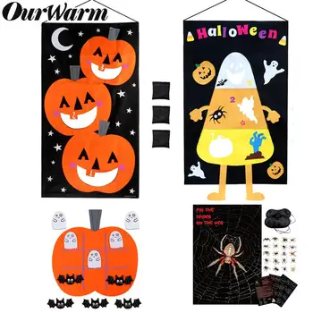 

OurWarm Halloween Party Games Hanging Pumpkin Bean Bag Toss Game Educational Toys for Kids Gift Home Games Halloween Props