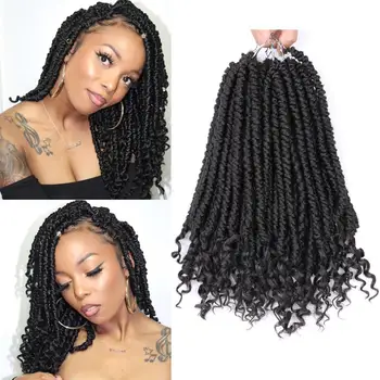 

Mtmei Hair Short Curly Pre Twisted Spring Twist Crochet Hair 12" Natural Black Bouncy Spring Twist Crochet Braids Curly Ends