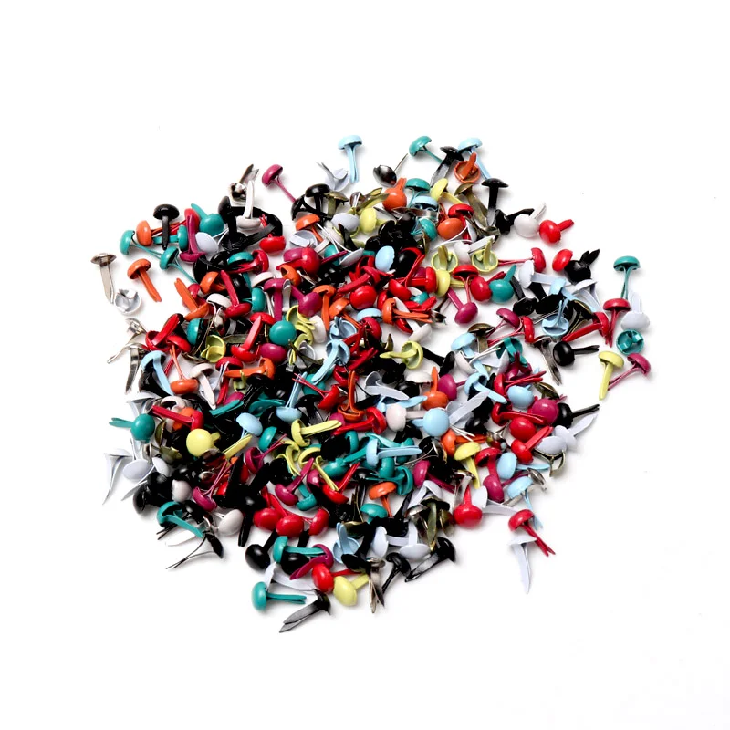 Metal Brads Mixed Pastel Round Brads Scrapbooking Embellishment Fastener Brads Metal Crafts For Diy shoes Decoration Spikes 5X10mm 100PCs