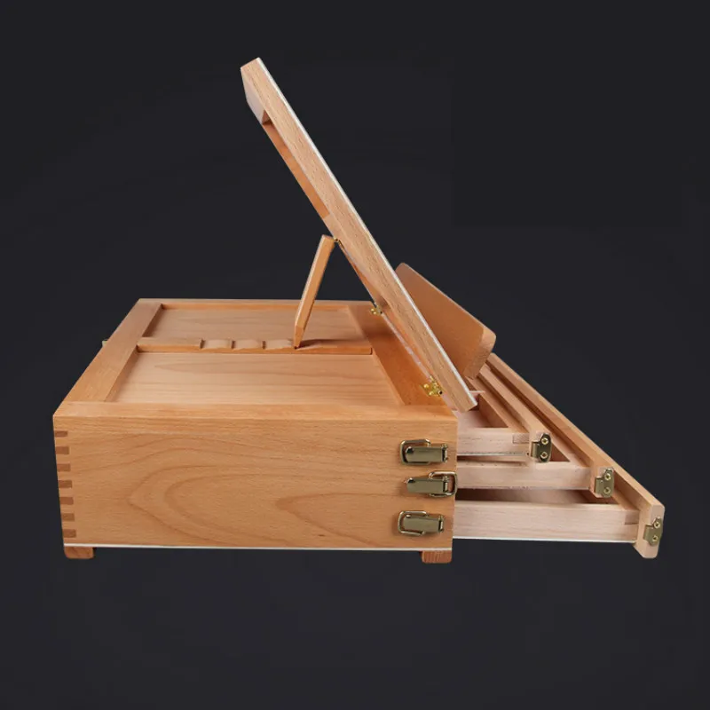 Artist Wooden Easel for Painting with Drawer Table Box Portable Desktop Mesa De Dibujo Suitcase Drawing Hardware Art Supplies