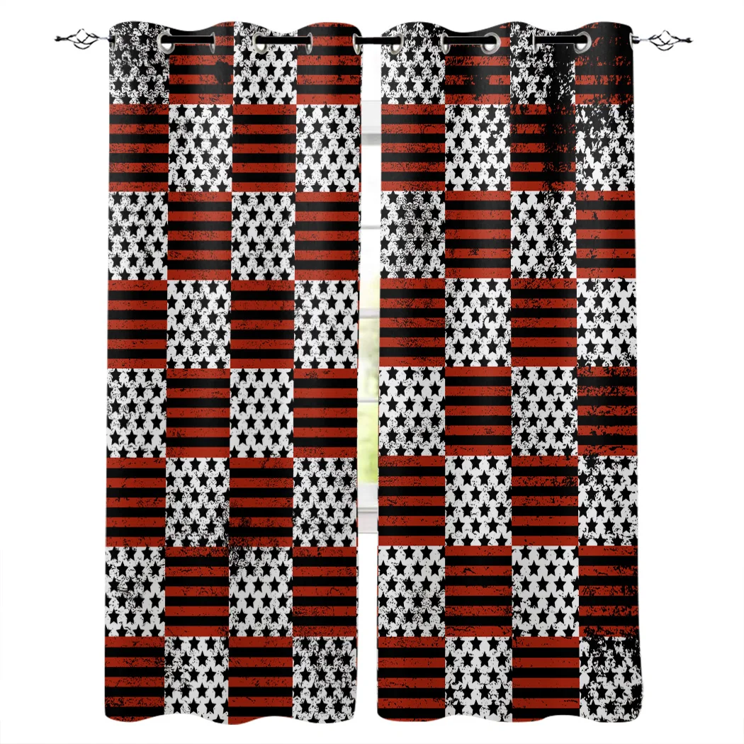 

Independence Day Retro Flag Elements Pattern Browndiamonds Curtains Window Living Room Curtains High Blackout Curtain Thick