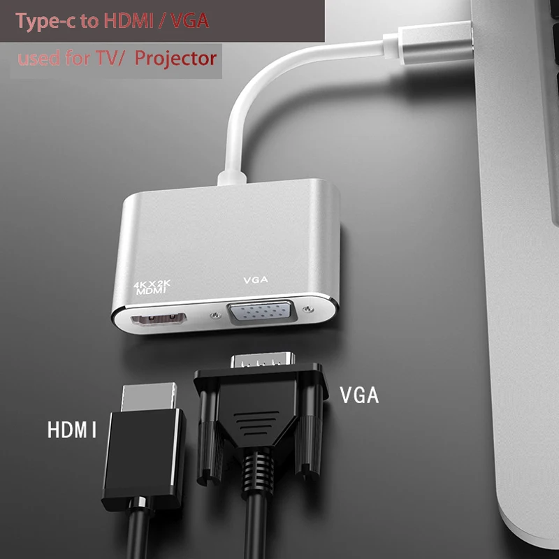 Док-станция, type-c концентратор c USB изменен преобразован в HDMI VGA для монитора компьютера дисплей обмен ноутбуки тип-c телефоны