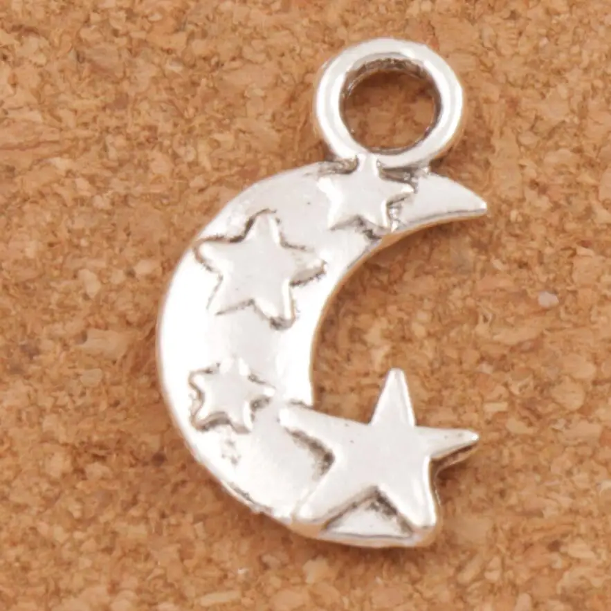 300pcs Zinc Alloy Moon and Star Spacer Charm Beads Pendants Alloy   Jewelry DIY L198 19.1x11mm