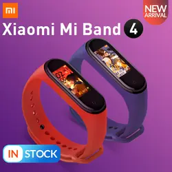 В наличии 2019 Новый Xiaomi mi Band 4 Смарт цветной экран Браслет Пульс фитнес 135 мАч Bluetooth 5,0 50 м плавание mi ng водонепроницаемый