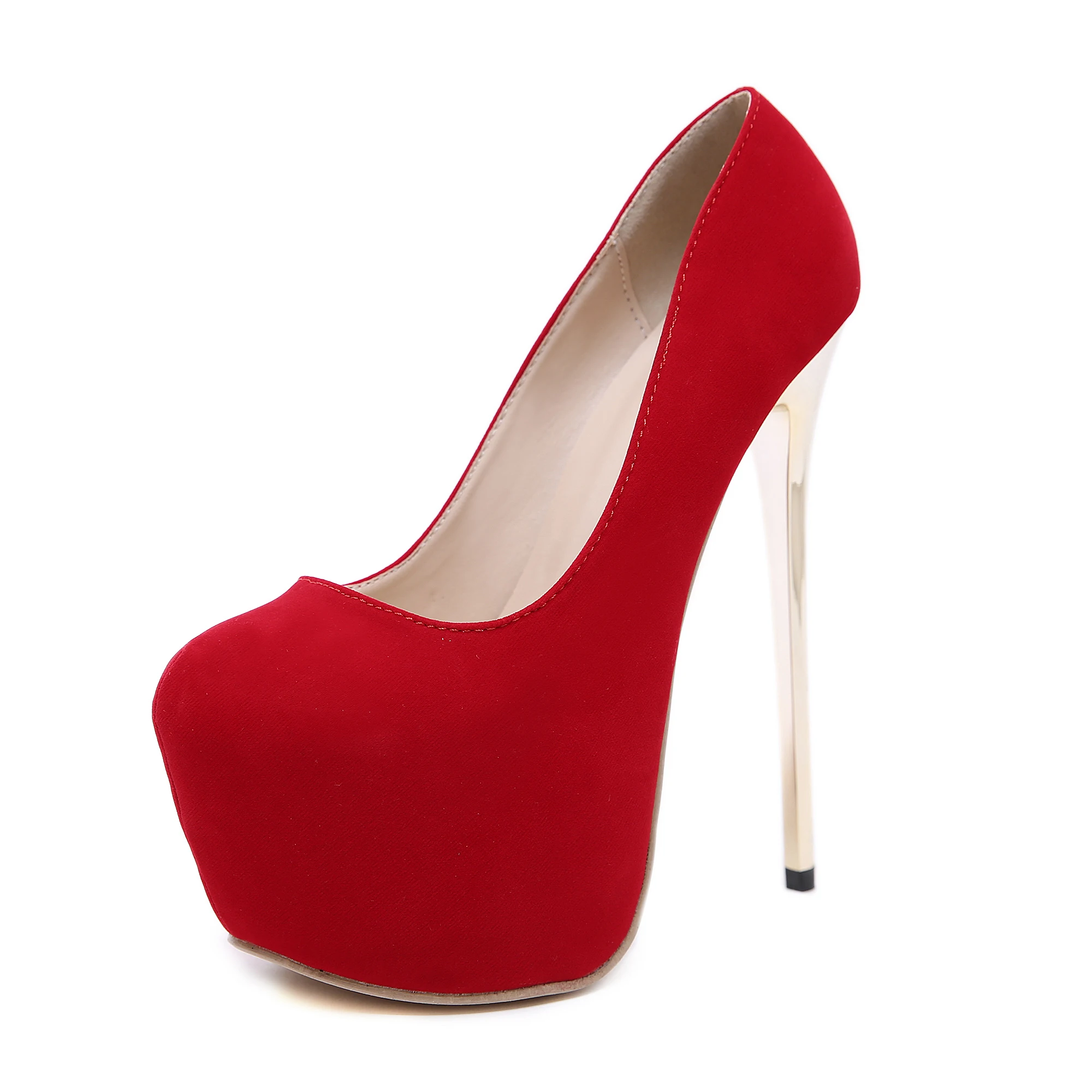 

CJDLY 2020 Fashion Red Pumps Platform wedding shoes woman 17cm Thin high heels Crossdresser Concise Shallow Stiletto