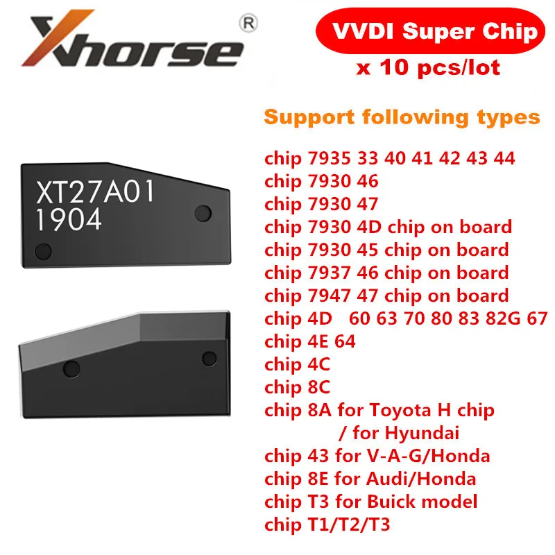 Оригинальный транспондер Xhorse VVDI Super Chip XT27A01 XT27A66 для VVDI2 Mini Key Tool 10 шт./лот| |