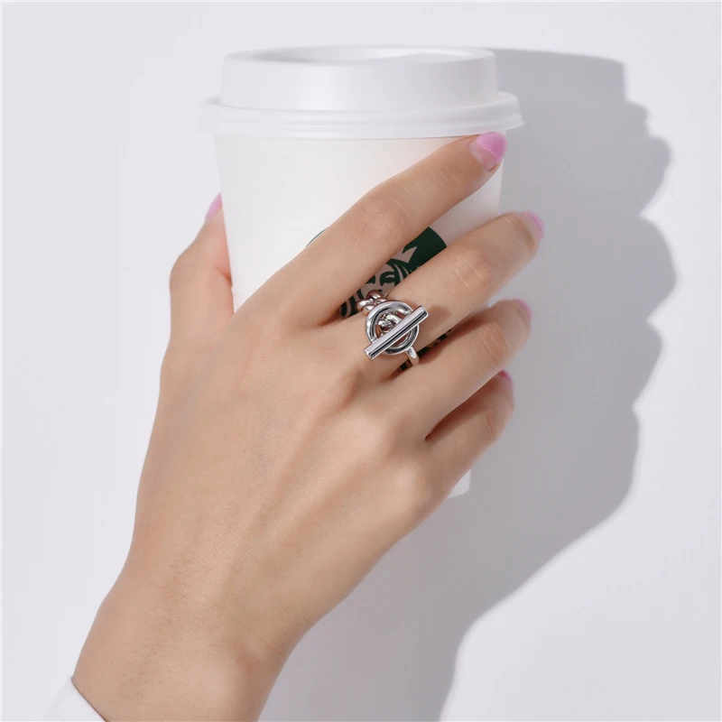 GHIDBK выдолбленные толстые массивные кольца цепи для женщин минималистичный уникальный дизайн OT кольцо персонализированное Ins кольцо