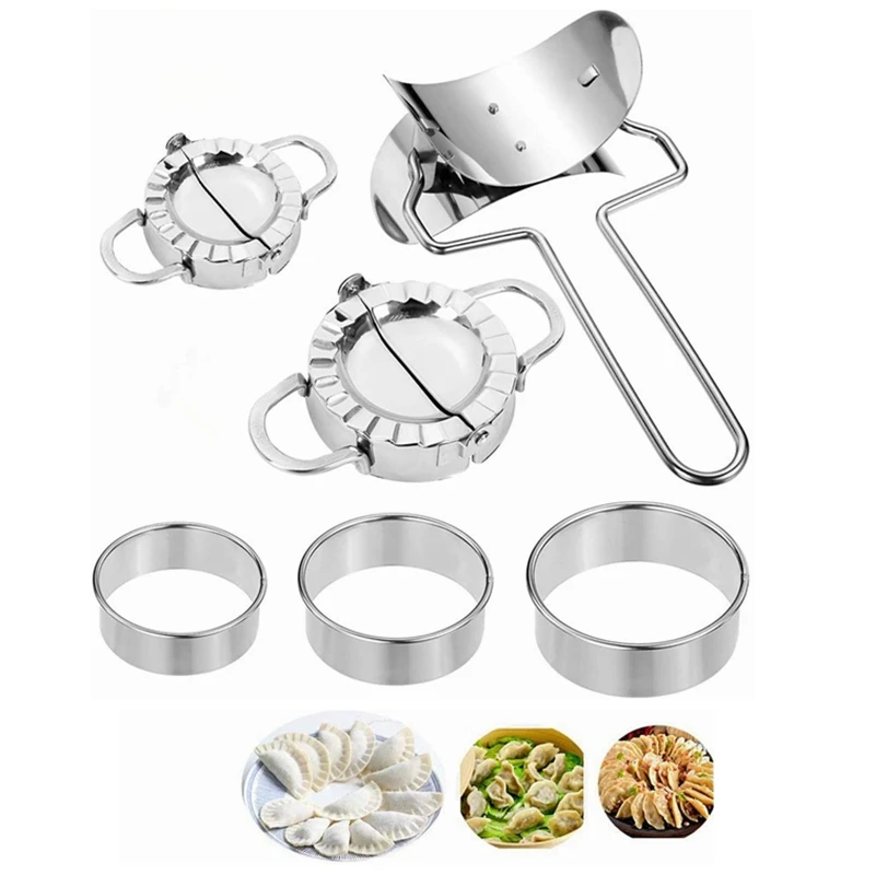 6 pièces machine à boulette et jeu de coupe moule à boulette inox et presse à pâte Empanada presse à tarte Ravioli presse Dumpli