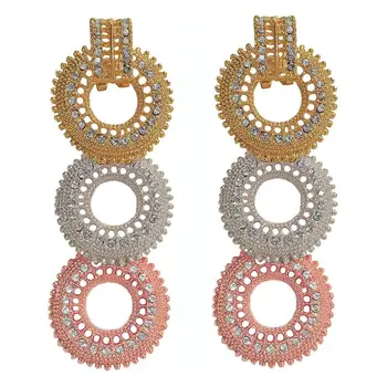 

Fashion Long drop ROUND Earrings African gold Dangle earrings Wedding Party gift for women Fashion Jewelry