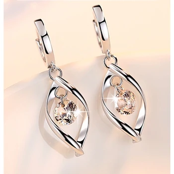 

CH-676 Sterling Silver Rotate Long Tassel Earrings Jewelry Brincos Fashion Wild Zircon Crystal Earrings For Women