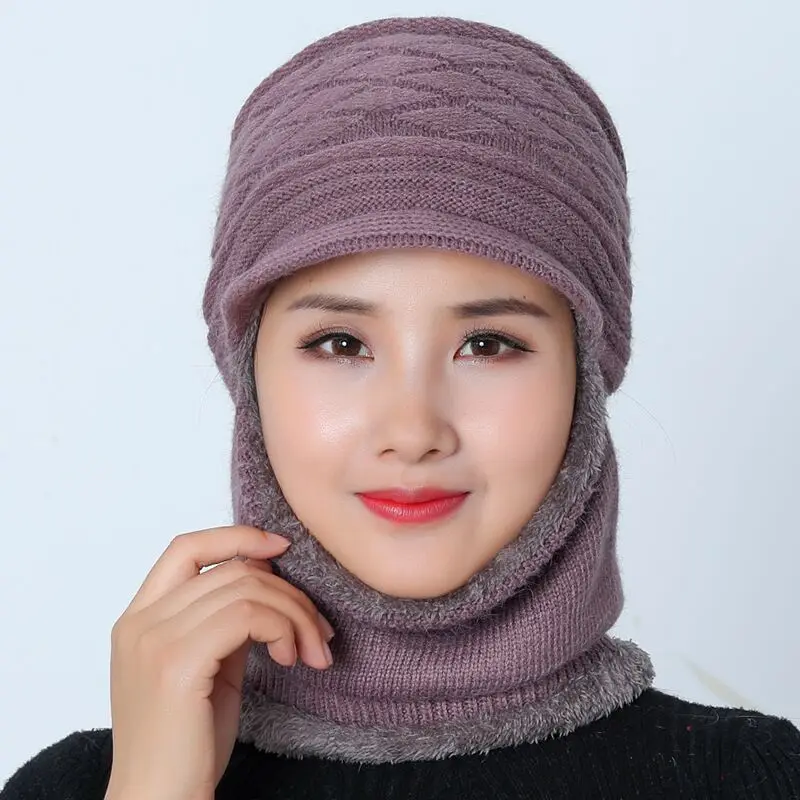 Балаклава женские полосы вязанные шапки кепки маска Gorras теплые зимние шапки для женщин Skullies теплые шерстяные шапочки шапка для мам