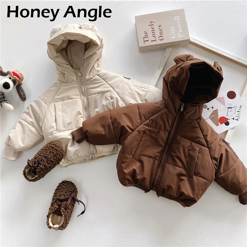 

Honey Angle Winter Girl Boy Jacket Hoody Long Sleeve Korean Kids Coats Cotton Warm Thick Toddler Baby Outerwear Clothes 12M-5T