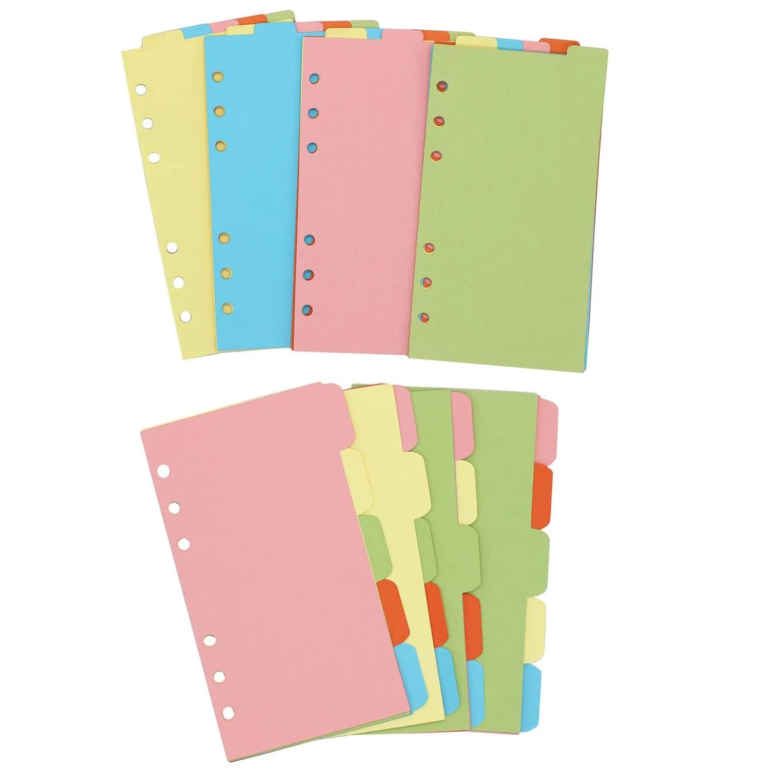 A6 Subject Dividers Paper Sheet Colorful 6 Holes Colored Punched File Card Tabbed Index Divider Notebook Insert Planner School |