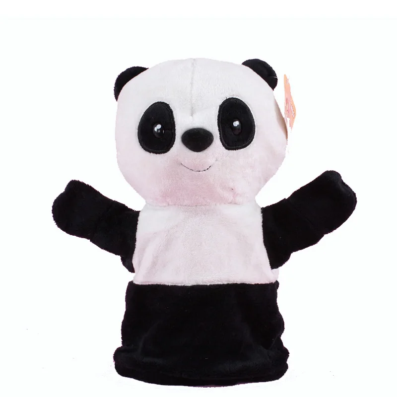 Плюшевые марионетки плюшевый медведь овца слон лошадь лягушка ручная игрушка Fantoche Детские Ранние развивающие игрушки развивающий подарок для детей - Цвет: Panda