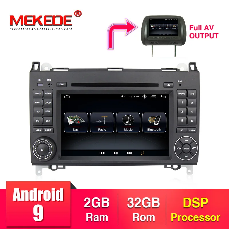 Android 9 для Mercedes/Benz/Sprinter/B200/b-класс/W245/W209 автомобильный dvd, gps, wifi, радио, BT, рулевое колесо, Canbus, 16g карта, микрофон