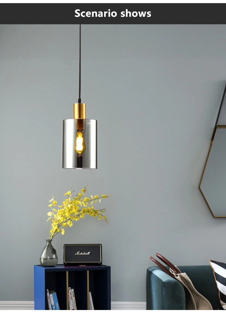 Luzes do Cabo Sanmusion Quarto Pendurado Pingente Chapeamento Preto E27 Vidro Led Lâmpadas 220v Branco Quente Lâmpada Interior Luz 1 e27 vidro led pingente lâmpadas 220v branco